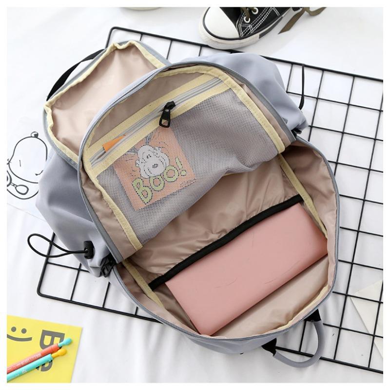 Schoolbag Customized Large Capacity School Bag Women's Lightweight Solid Color Fashion Versatile Junior High School Student Travel Backpack Men