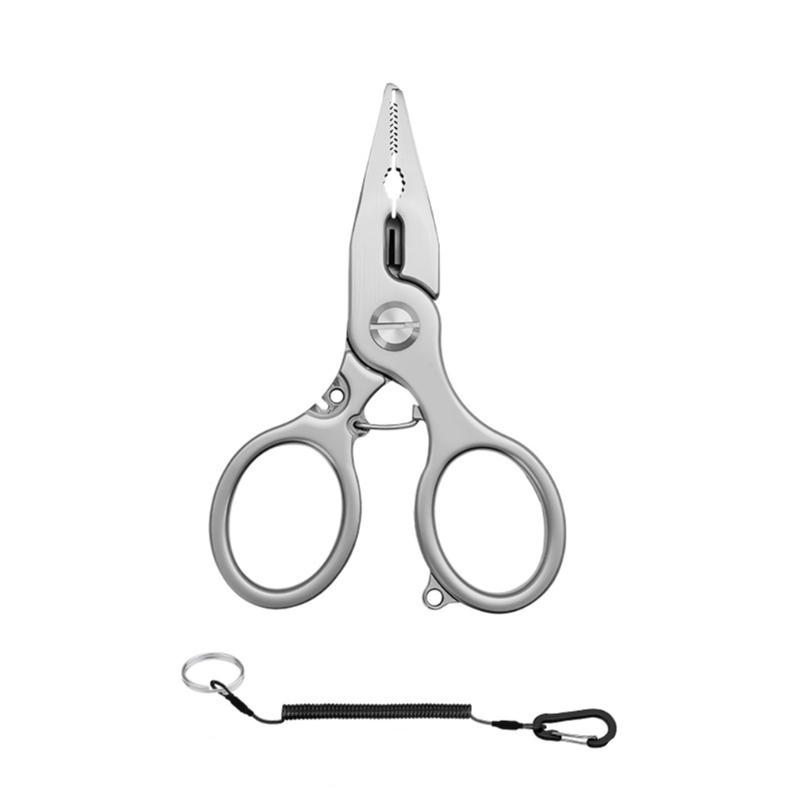 Braided Fishing Line Cutter Rings Openers with Lanyard Fishing Pliers Multifunctional Fishing Tackle Stainless Pliers