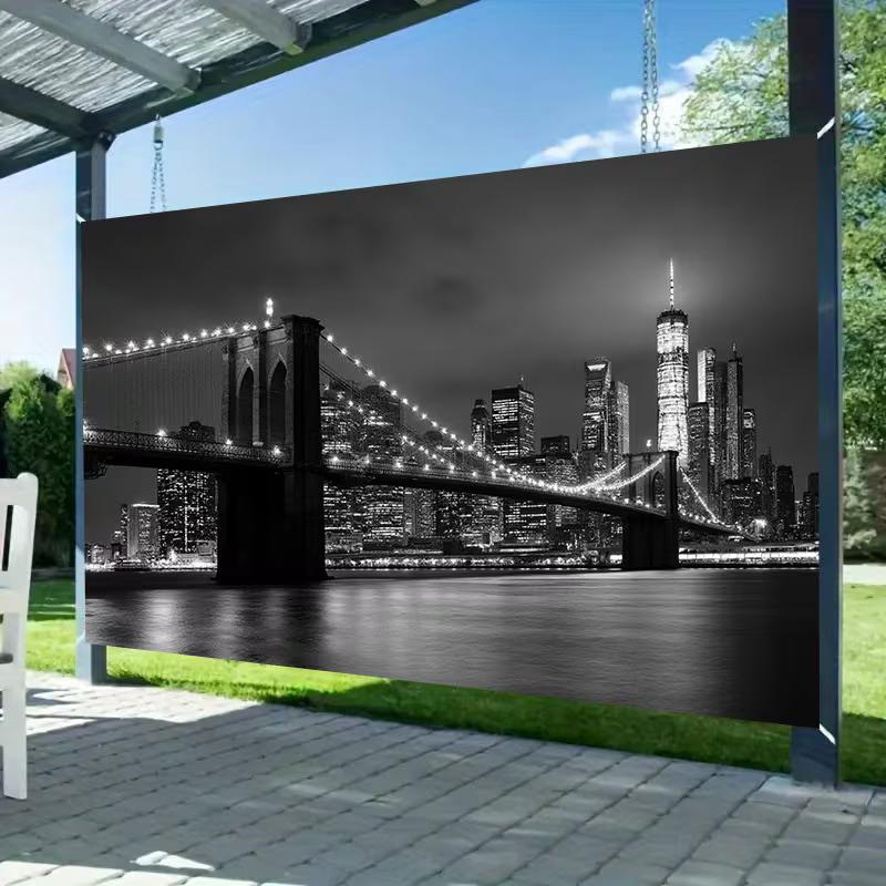 2D Monochrome NYC Backdrop, Brooklyn Bridge Photography Background