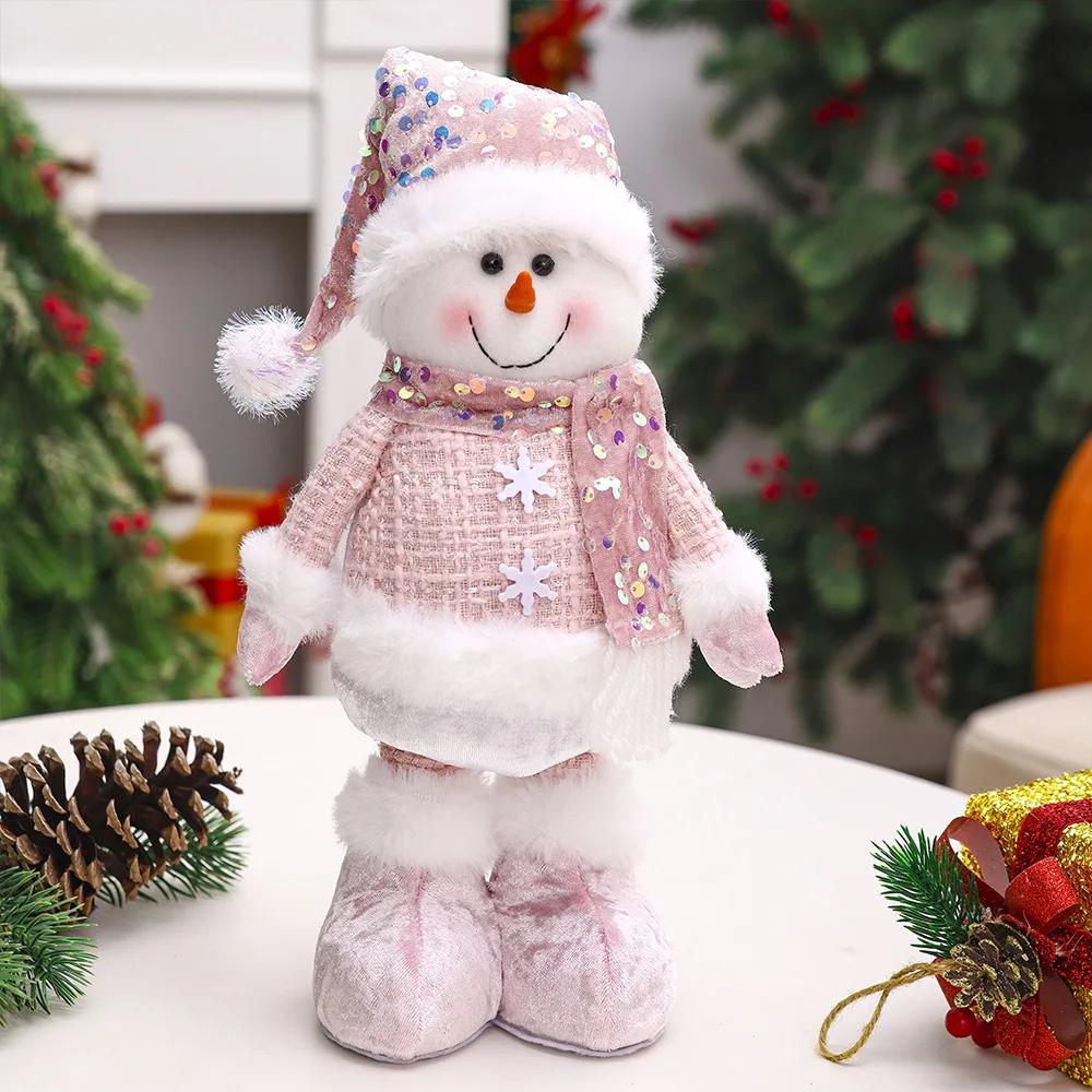 1pc- Christmas Decorations Pink Old Man Snowman Elk Telescopic Figure Window Bedroom Display Christmas Gifts