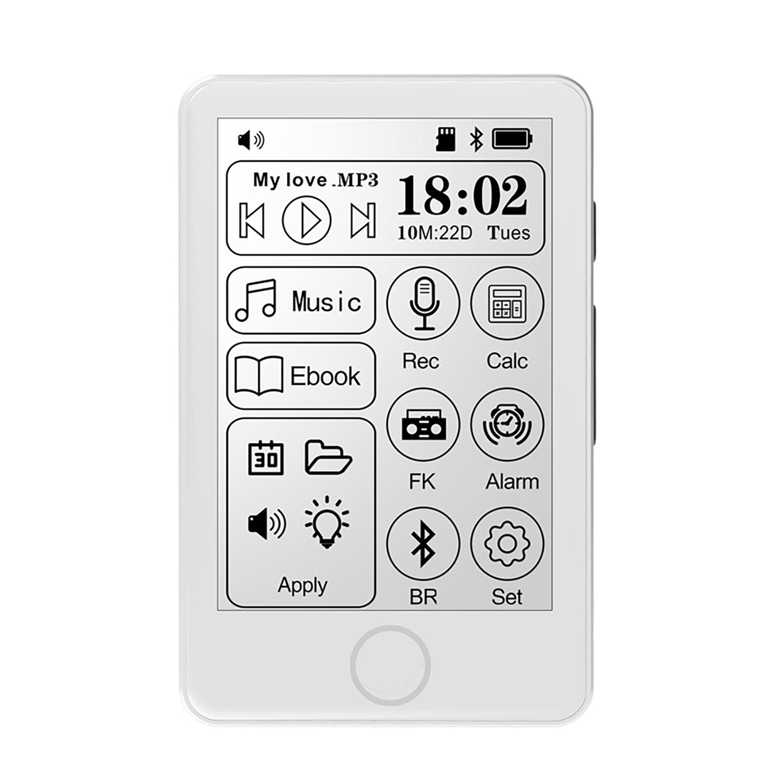 

Portable E-Book Reader Ink Screen Dictionary 2.7-inch Touchscreen Usb Hifi Bluetooth Speaker MP3 Player Walkman Voice Record 8 GB білий