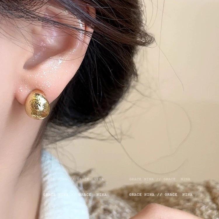 Cold Wind Irregular Metal Water Drop Earrings Women's Light Luxury Earrings Autumn and Winter Earrings