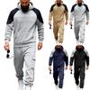 Herren 2-teiliges Freizeit-Set - Pullover Raglan Color-Block Hoodie & Cargohose
