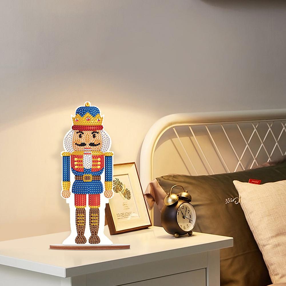 Diamond Painting Christmas Ornament Wooden Desktop Nutcracker Table Top Diamond Painting Decor for Home Office Desktop Decor