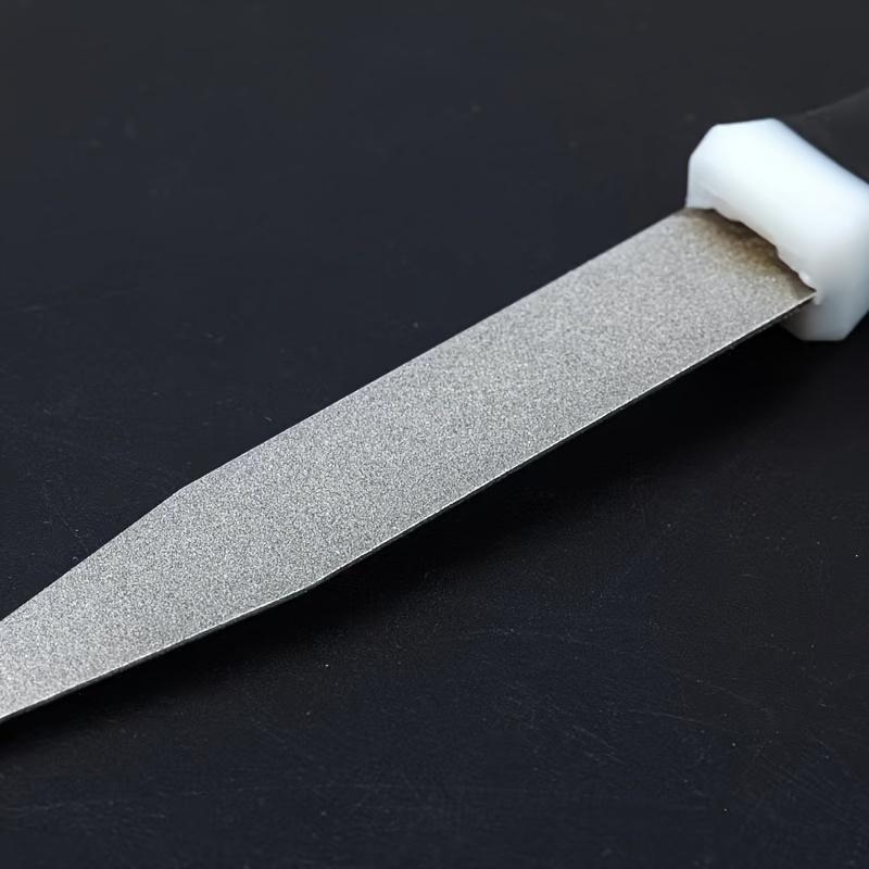 1PC Diamond-Coated Sharpening Rod, Carbon Steel, Ambidextrous, Lightweight, Leaf-Shaped Blade, Metal Handle, Flat Edge Sharpener