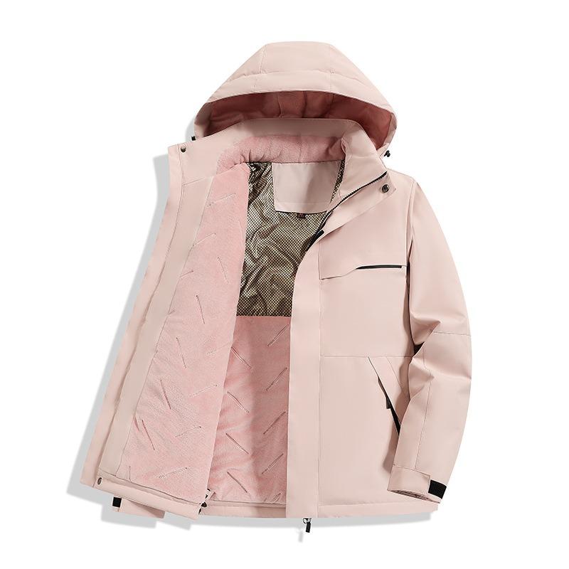 Graphene inner thickened cotton-padded clothes are cold-proof and warm in winter, windproof and waterproof outdoor mountaineering suits, couple coats.