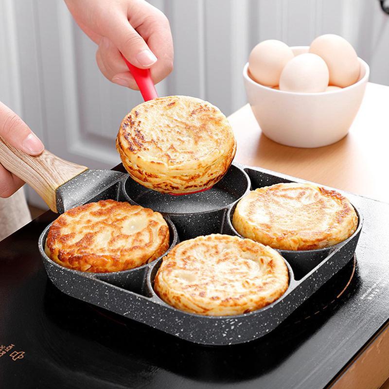 Nonstick Frying Pan With 3 Or 4 Compartments For Frying Eggs, Bacon, Meat, Chicken, Multipurpose Snacks Outdoor Tableware