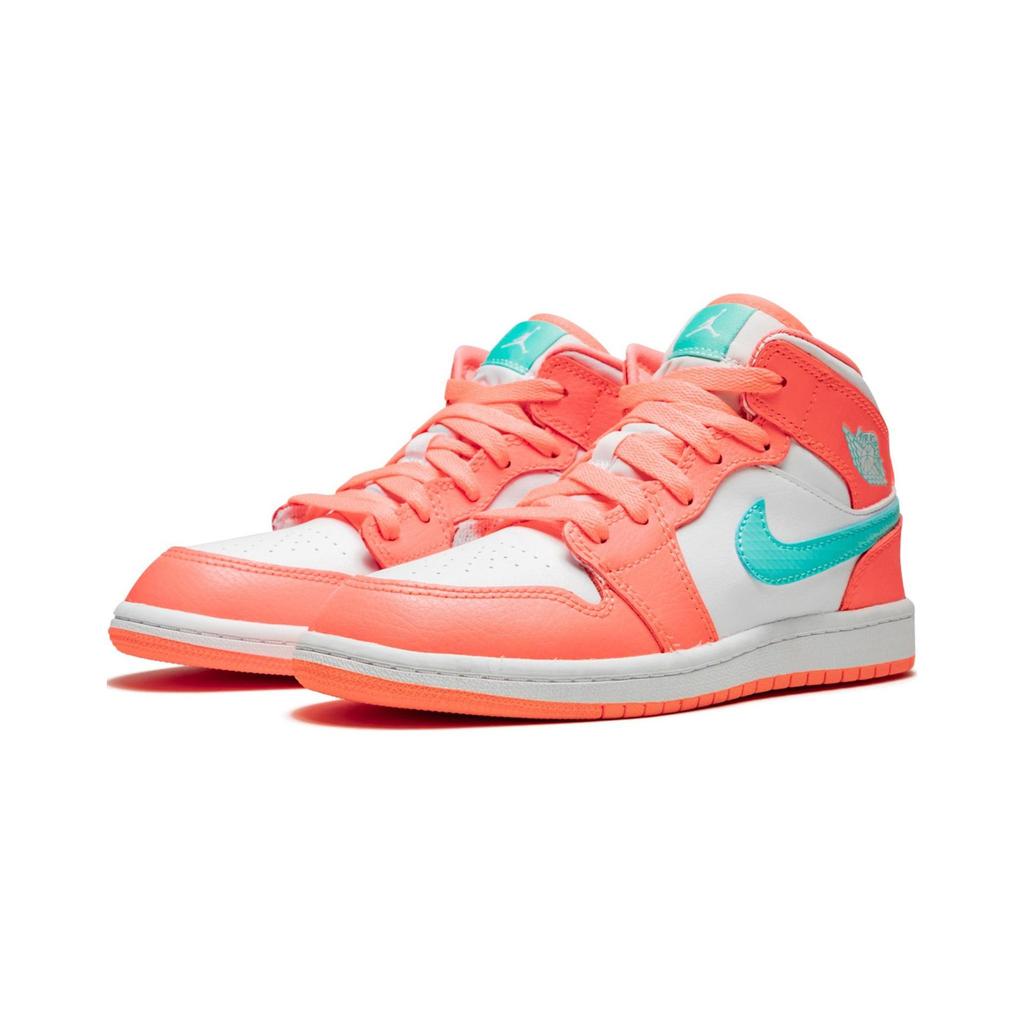 Jordan 1 Mid Crimson Pulse/Light Aqua-White 640737-814