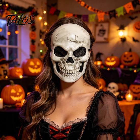 Maschera Osso Rotto Horror Maschera Teschio Integrale per Halloween, Accessorio Cosplay Spettrale per Case Infestate Comoda Traspirante per gli Occhi, Accessorio Costume da Festa,