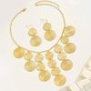 Retro Fashion Earrings Necklace Set Exaggerated Jewelry Beating Pattern Disc Simple