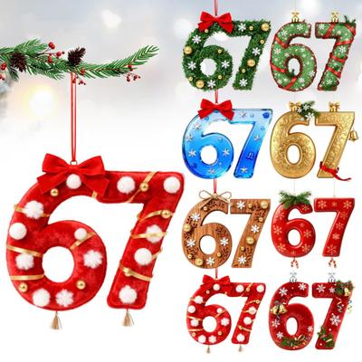 67 Vtipných vánočních ozdob 2025 Ručně vyráběná ozdoba Santa Clause Šest Sedm Meme Dekorace Zpětné zrcátko Sváteční dárek Dekorace