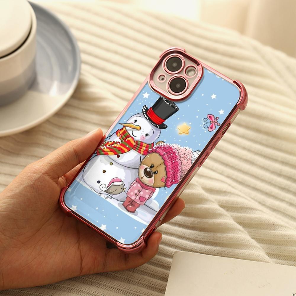 Ae107 Happy New Year Christmas Electroplated TPU Phone Cases for Xiaomi 11 Lite Redmi Note 13 Pro 12C 9S 14C Huawei P40 Four Corner Protection Cover