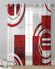 Abstrakte Retro Geometrische Marmorstruktur Rot Transparente Vorhänge Wohnzimmer Dekoration Fenstervorhänge Küche Tüll Voile Vorhänge