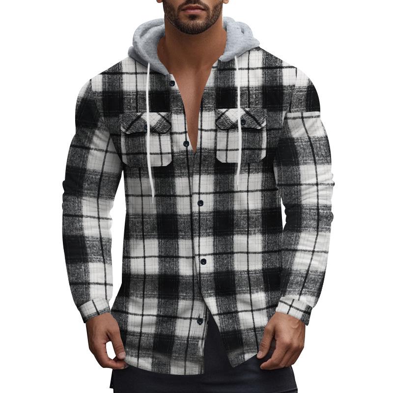 

Men s Autumn/winter Shirt Hooded Shirt Casual Coat for Men XXXL світло-сірий колір