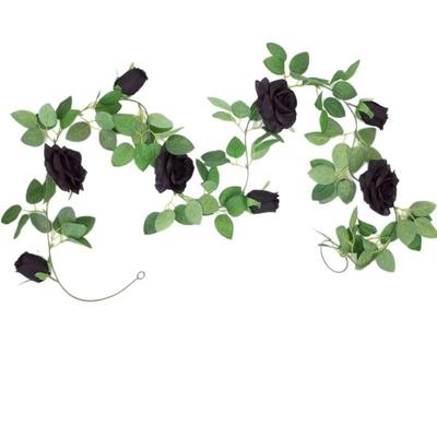200cm Simulated Flowers Rose Pattern Black Color Artificial Rose Vines Realistic Handmade Halloween Garland Halloween Party