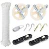 A96I-Nylon Clothesline Pulley Kit, 150Ft Polyester Clothes Line Rope Outdoor Heavy Duty Clothesline Kit