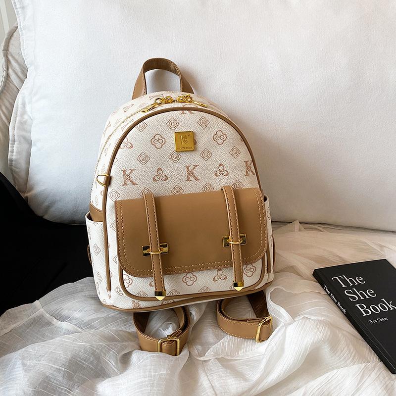 Fashion Contrasting Backpack Women's New High-end Large-capacity Casual Backpack College Style Bag