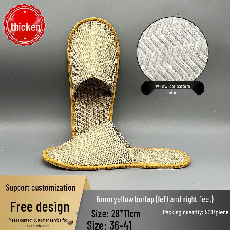 Washable Anti-Slip Hemp Cotton Linen Guest Slippers for Hotel & B&B