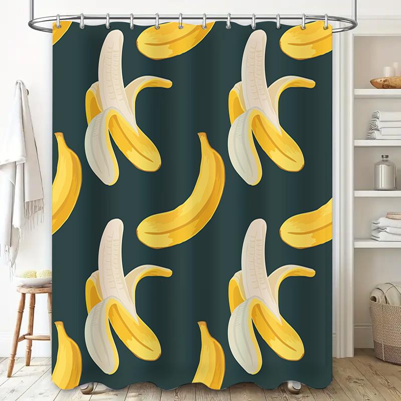 Banana Shower Curtain Cartoon Fruit Print Bathroom Decor Waterproof Fabric Shower Curtains for Home Decoration