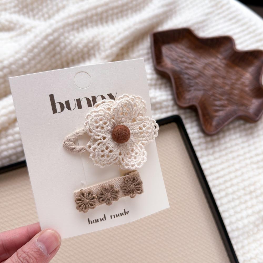 New Lace Coffee Flower Children's Hairpin Cute Girl Bangs Headgear Hairpin Retro Headwear Girls Kids Hair Accessories