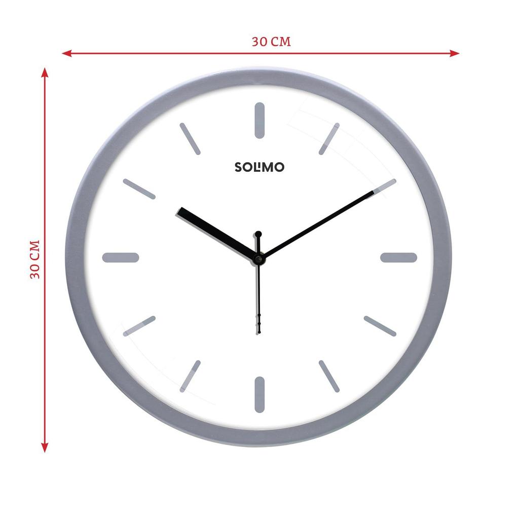 Relógio de Parede Analógico Metálico Elegante, Movimento Silencioso, Indicador de Hora com Linhas Marcantes (12 Polegadas, Moldura Prateada)
