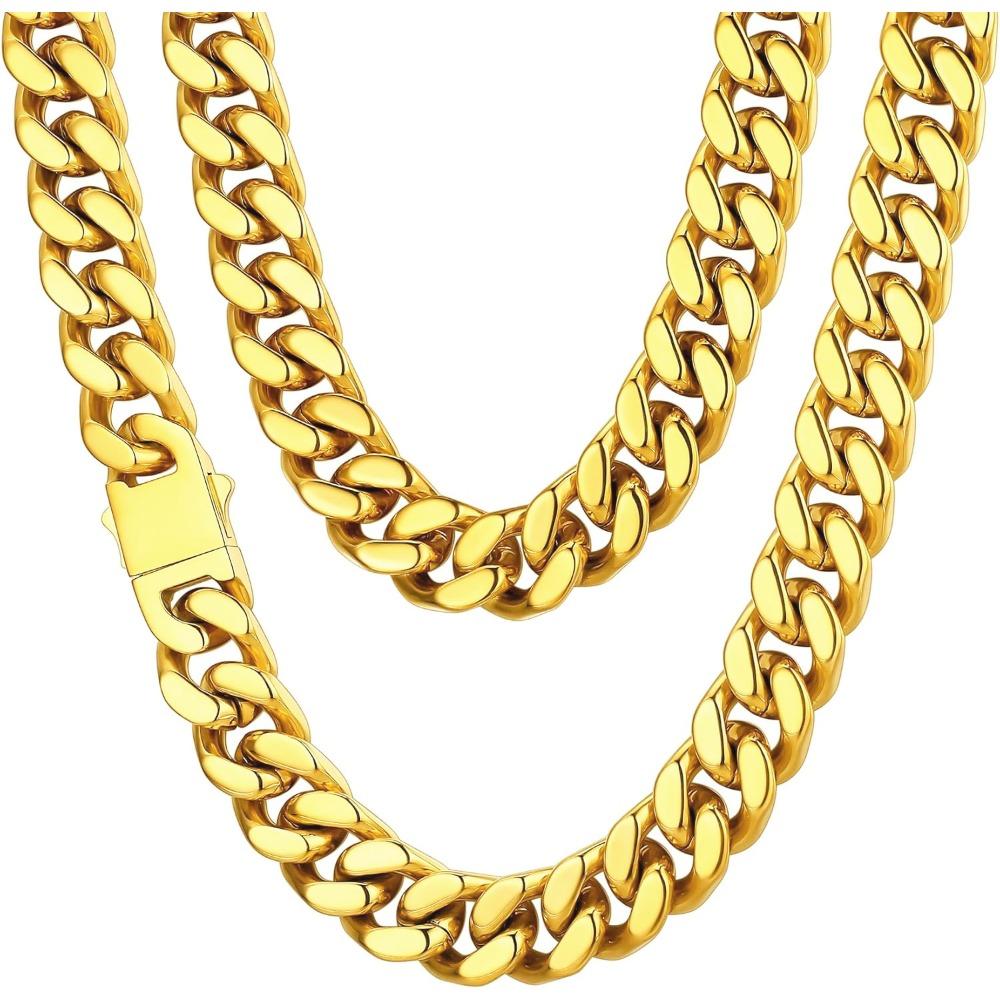 Naszyjnik ze stali nierdzewnej Tytanowa stal Czterostronnie szlifowany Szyfrowany łańcuch kubański Naszyjnik męski Hip hop europejski i amerykański