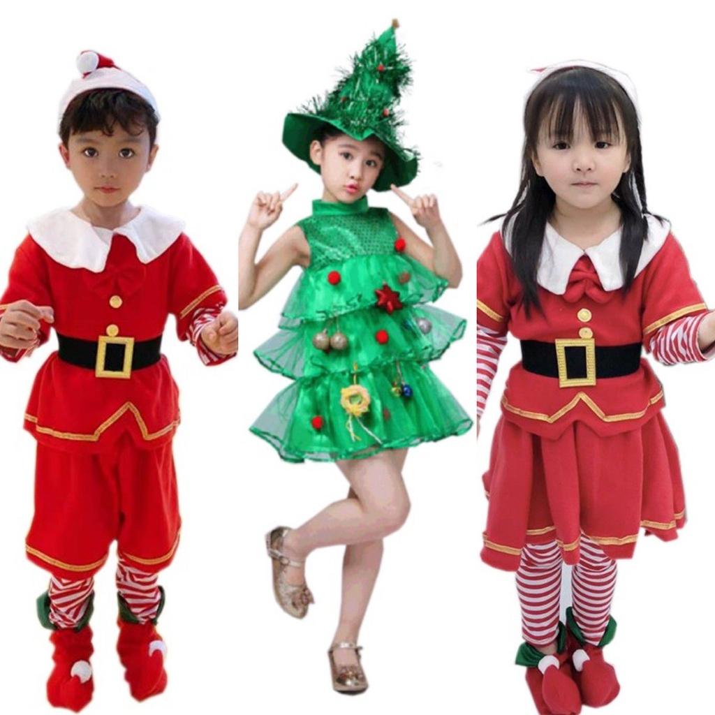 Magical Kids Christmas Tree Costumes Comfortable Girls Dress With Festive Hat