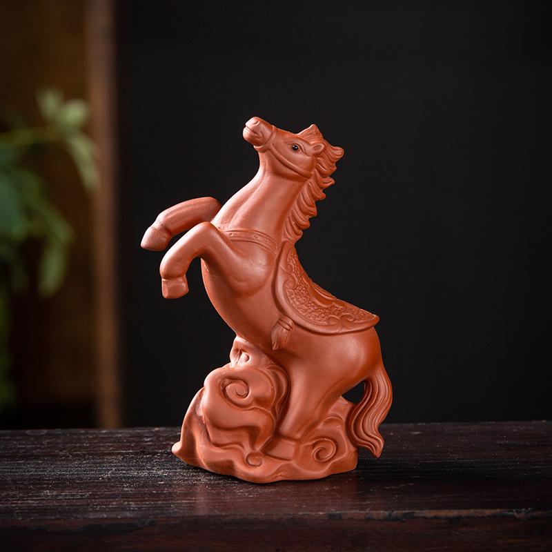 Purple Clay Zodiac Animal Horse Tea Pet Ornament – Cute, Creative Tea Table Dragon Mascot Decoration