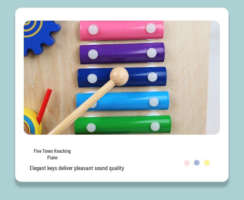 Wooden Multifunctional Toddler Walker with Piano & Shape Sorting