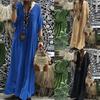 Damen V Neck Kleid Maxikleid Fackel Ärmel Oversize Lose Kaftan Promkleid Dress Vestido Robe Kleid