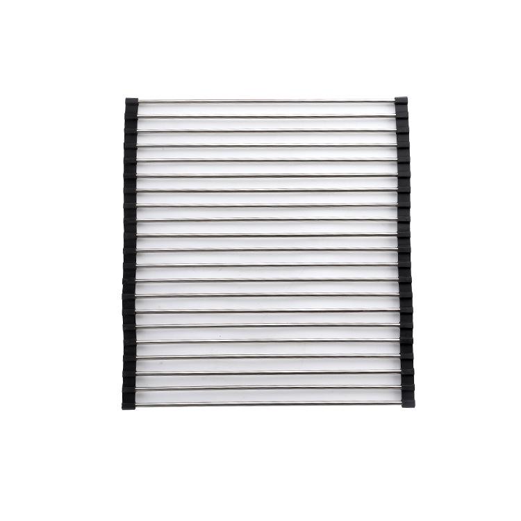 Multi-functional Silicone Roll-up Dish Drying Rack for Bowls, Chopsticks, Fruits, and Vegetables - Stainless Steel Folding Sink Rack for Plates.