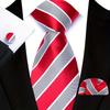 Red Striped Paisley Solid Floral Wedding 8CM Tie For Men Design Mens Necktie Hanky Cufflink Set For Daily Wear Business Party