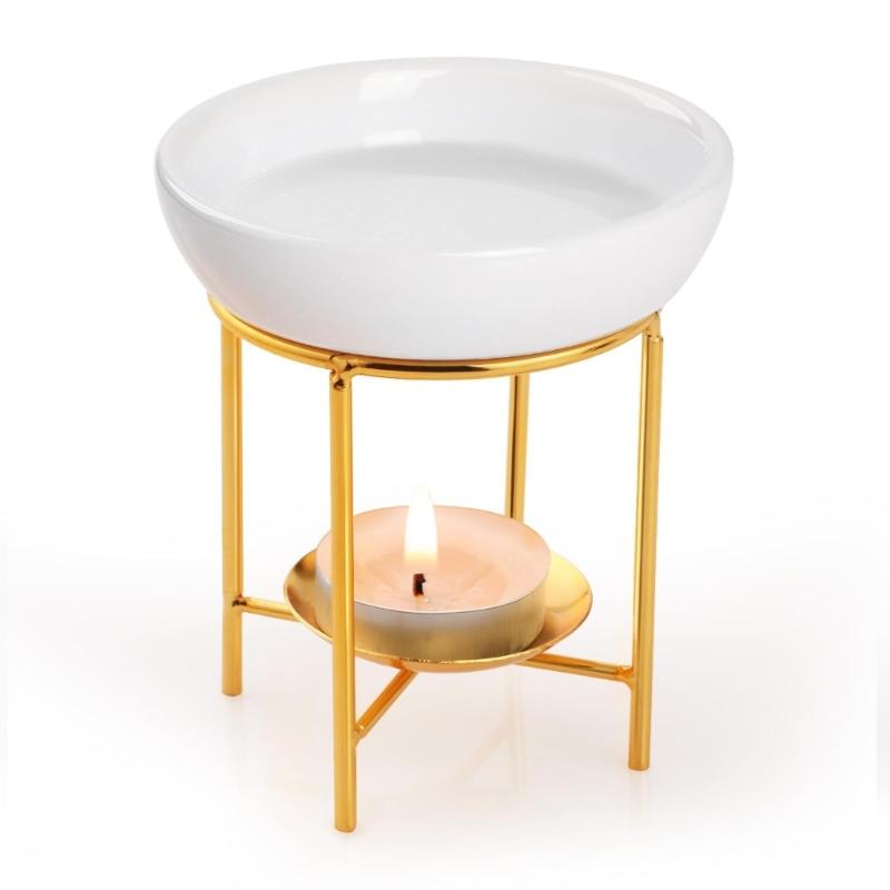Elegant Ceramics Essential Oil Burners Metal Tealight Holder Rack Aromatherapies Diffuser for Home Decors and Relaxation