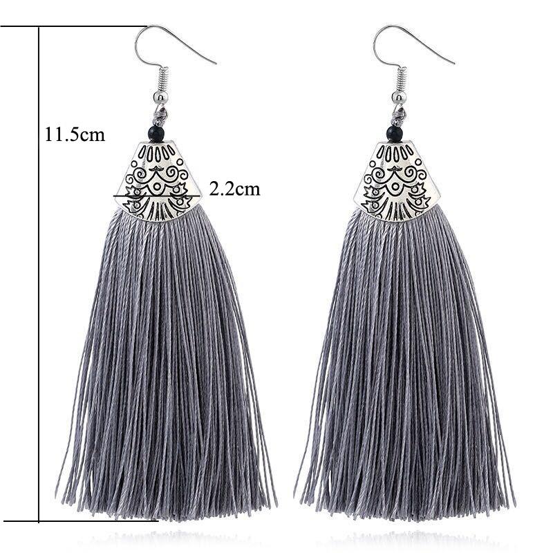 LOVBEAFAS Ethnic Fringe Tassel Long Earring Beads Statement Brinco Dangle Drop Earrings For Women Fashion Jewelry Bijoux Femme
