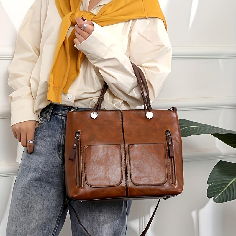 Vintage Style Large Capacity Tote Bag for Women Fashionable Crossbody Bags with Multiple Compartments, Perfect for Everyday Use