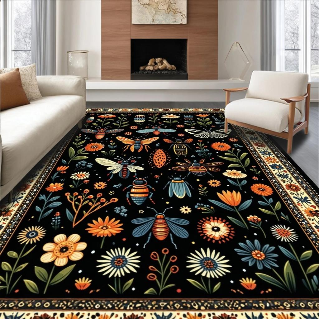European Classical Butterfly Carpet Living Room Sofa Coffee Table Carpet Dirt Resistant Bedroom Thick Floor Mat