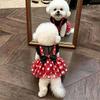 Dog clothes spring and autumn new fashion cute polka dot mesh dress small dog sun protection princess style suspender skirt