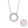 2025 Fashion Round 0.2ct White Sapphire Gemstone Necklace Pendant 925 Sterling Silver 45cm Long Chain Necklaces For Women Jewelry
