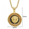Hiphop Rock Lion Head Pendant With Chain Male Gold Color Stainless Steel Round Necklaces Pendant For Men Fashion Jewelry