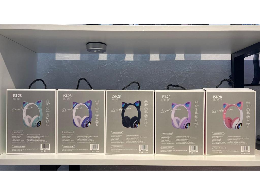 New JST-28 Cat Ear Bluetooth Headphones: Foldable, Over-Ear, Luminous, Wireless.