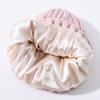 Versatile series big children's rabbit down knitted hat solid color lined outdoor satin lining wool hat warm ear protection