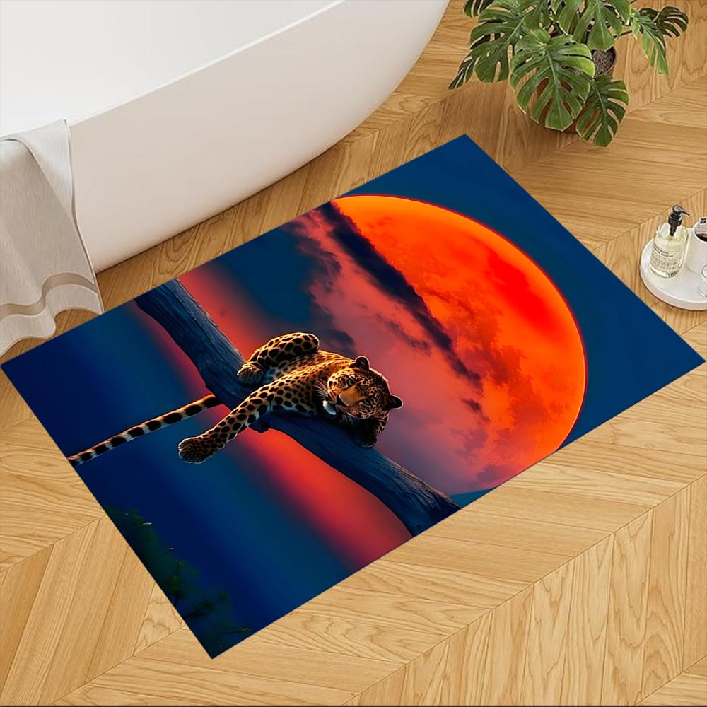 Leopard Emerging From Water Non-Slip Home Carpet Design for Office Decor Living Room Bedroom Gift