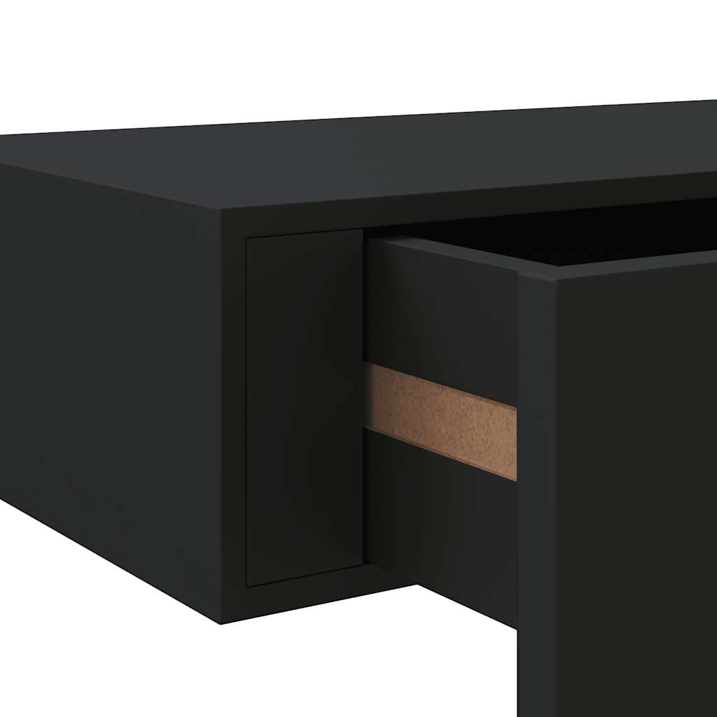 Wall Mounted Drawers Shelves 2 Pcs Black 60 X 23.5 X 10 Cm MDF
