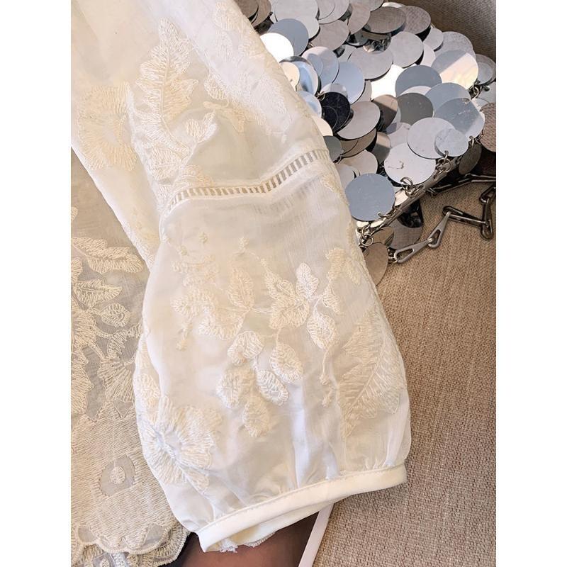 New Niche Stand-up Collar Lace Shirt Bottoming Shirt Top Embroidery Shirt Sunscreen Shirt