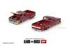 True Scale Miniature Model Car Chevrolet Silverado Dual On Fire V1 Red and Flame Limited Edition Diecast Model Car by Kaido House KHMG127 1/64