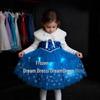 Glitzerndes leuchtendes Elsa Prinzessinnenkleid für Mädchen - Beflockter Herbst-/Winter-Halloween-Stil