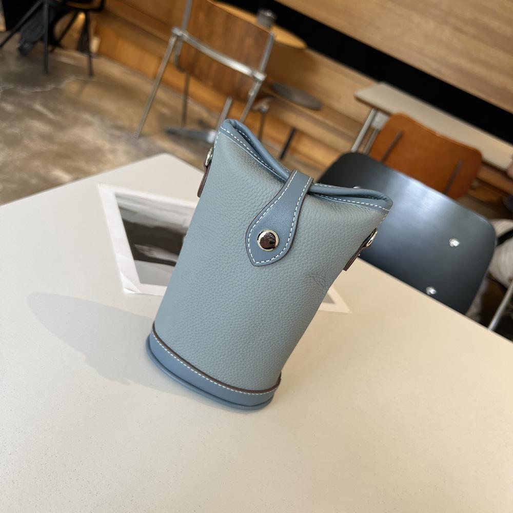 2025 Nowe Mini Damskie Torby Crossbody Dwukolorowa Skóra Naturalna Mała Torba na Ramię Torebka Pierwsza Warstwa Skóry Bydlęcej Torba Wiaderko Portmonetka