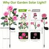 1PC Solar 5-Head Rose Flower LED Light Outdoor Atmospheric Decor Lamp Landscape Lightting for Garden Lawn Yard Path Graveyard