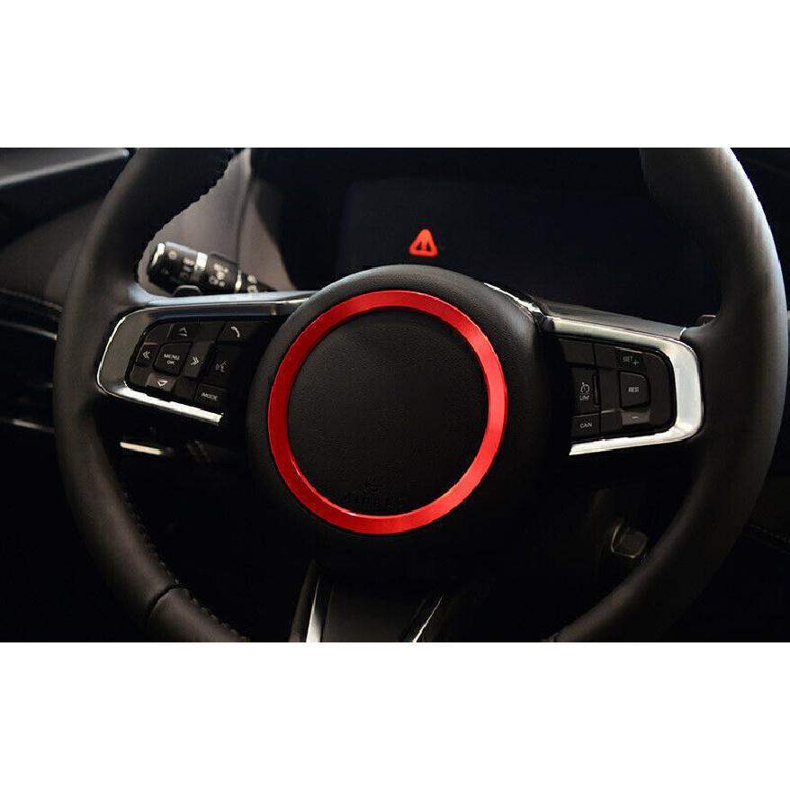 For Jaguar XE 2016-2019 Red Aluminum Alloy Steering Wheel Horn Button Ring Trim