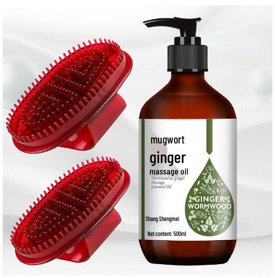 Zázvor Pelyněk Masážní olej na celé tělo a obličej s tepelnou terapií pro meridiány, Gua Sha a úlevu ramen/krku.